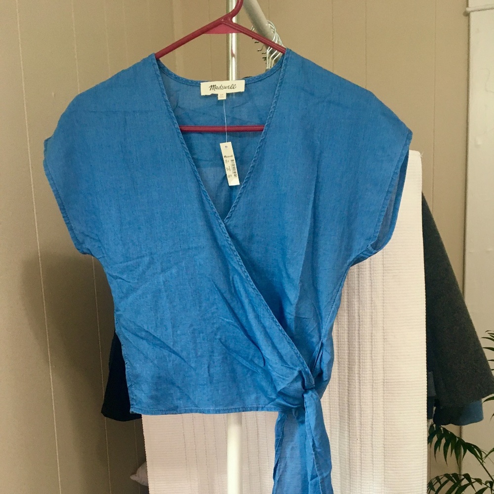 NWT Madewell Linen Wrap Top